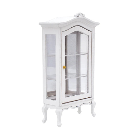 1:12 Scale Miniature White Cabinet Display Cupboard Shelf Showcase Dollhouse Furniture Accessories