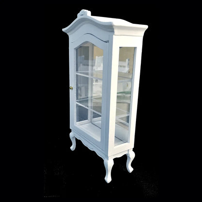 1:12 Scale Miniature White Cabinet Display Cupboard Shelf Showcase Dollhouse Furniture Accessories