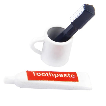 1:12 Scale Miniature Dollhouse Bathroom Accessories Set With Toothpaste Toothbrush And Cup
