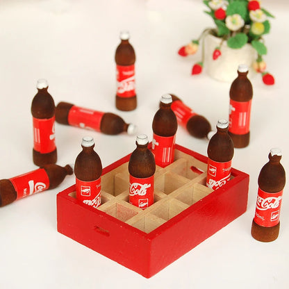 1:12 Scale Miniature Drink Food Box With 12 Bottles Dollhouse Accessories Toy Model For Dollhouse Decoration