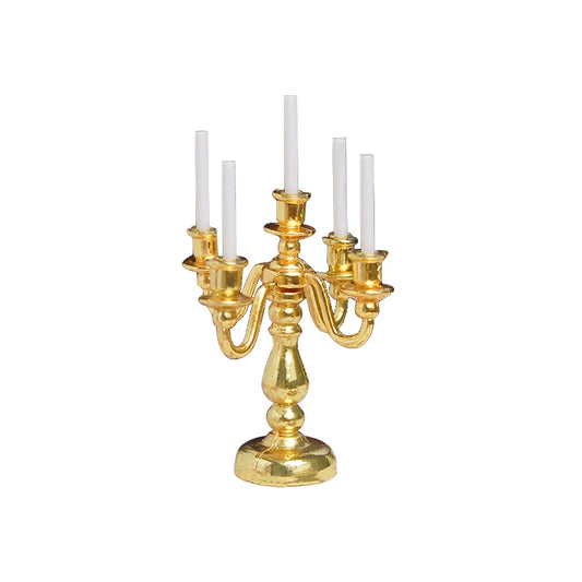 Bougeoir miniature en métal à l'échelle 1:12, accessoires pour maison de poupée, décoration de table de fête de Noël