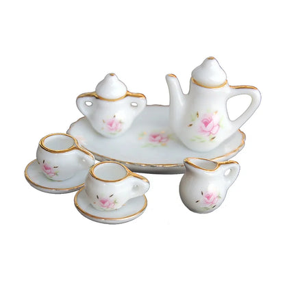 1:12 Scale Miniature Tea Set Cup Plate For Dollhouse Decor Miniature Furniture Accessories For Children Play Room