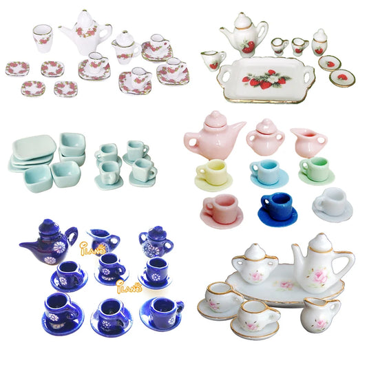 1:12 Scale Miniature Tea Set Cup Plate For Dollhouse Decor Miniature Furniture Accessories For Children Play Room