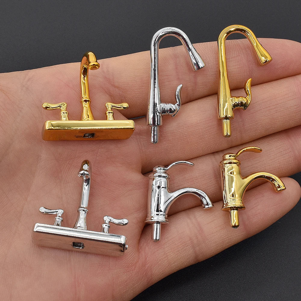 1:12 Scale Miniature Water Tap Faucet Simulation Model For Dollhouse Furniture Decor Accessories