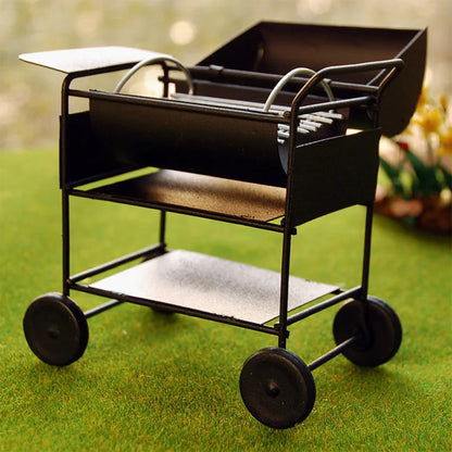 1:12 Scale Miniature BBQ Grill Oven Picnic Kitchenware Barbeque Cook Roasting Metal For Dollhouse Accessories