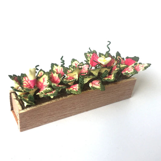 1:12 Scale Miniature Dollhouse Clay Flower Plant Caladium Bicolor For Home Decoration