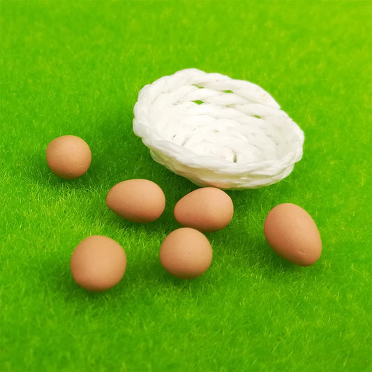 1:12 Scale Miniature Food Basket Of Eggs For Dollhouse Accessories