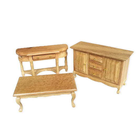 1:12 Scale Miniature Wooden Cabinet Side Table Dollhouse Furniture Set For Living Room Accessories