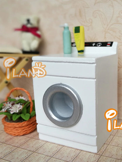 1:12 Scale Miniature Dollhouse Furniture White Washing Machine Wood Model