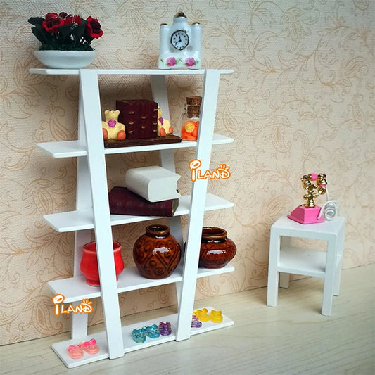 1:12 Scale Miniature Wooden Shelf Display Dollhouse Furniture For Doll House Accessories Toys Girls Boys Children