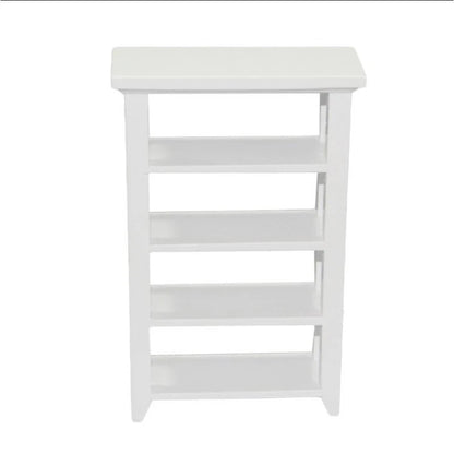 1:12 Scale Miniature Dollhouse Wooden White 4 Layer Display Stand Shelf Miniature Furniture