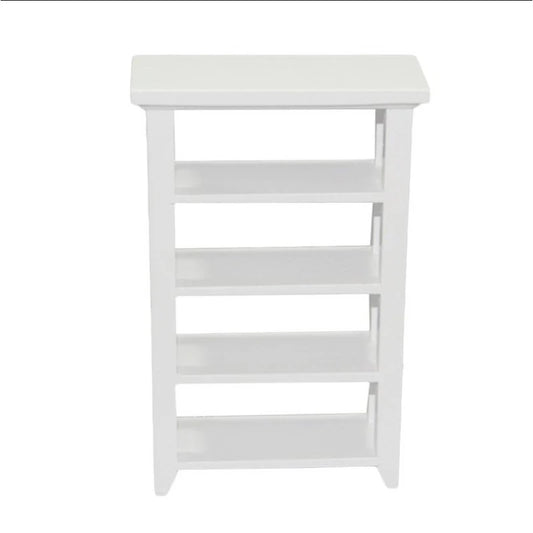 1:12 Scale Miniature Dollhouse Wooden White 4 Layer Display Stand Shelf Miniature Furniture