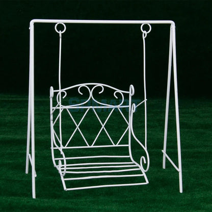 1:12 Scale Miniature Garden Furniture White Metal Swing European Style Dollhouse Accessories Toy Gift
