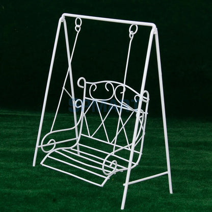 1:12 Scale Miniature Garden Furniture White Metal Swing European Style Dollhouse Accessories Toy Gift