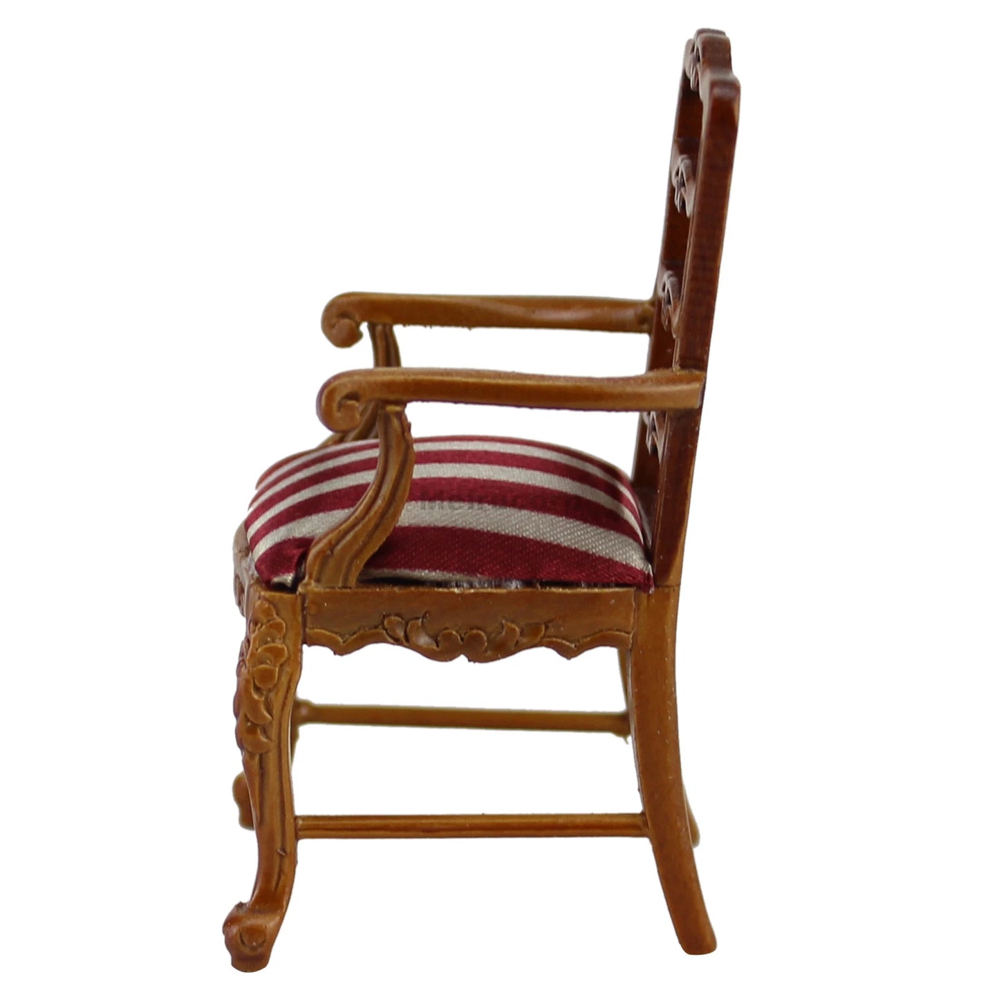 Sillón de comedor en miniatura para casa de muñecas a escala 1:12 - Diseño de nogal tallado a mano