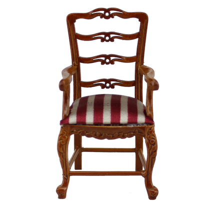 1:12 Scale Miniature Hand Carved Walnut Dining Room Armchair Dollhouse Furniture