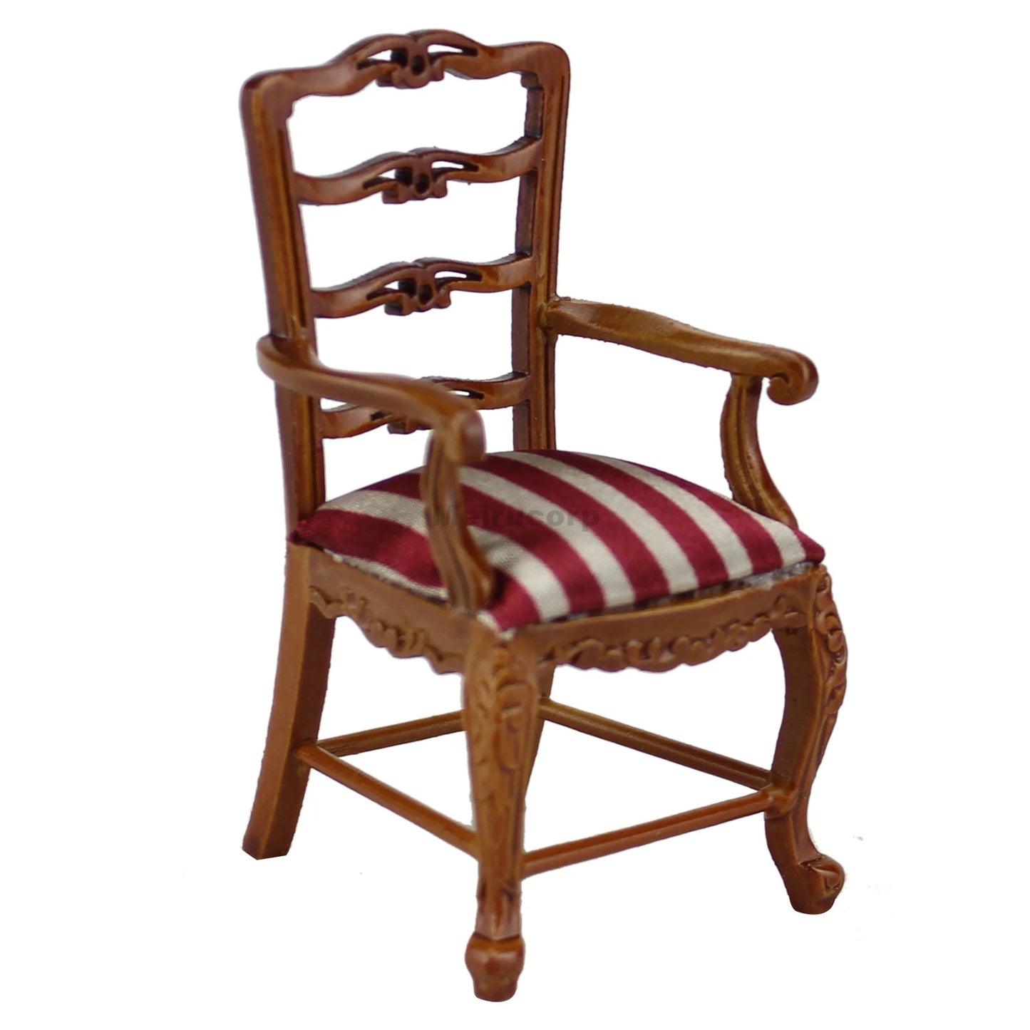 Sillón de comedor en miniatura para casa de muñecas a escala 1:12 - Diseño de nogal tallado a mano