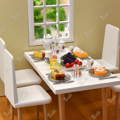 1:12 Scale Miniature Kitchen Accessories Tableware Dining Plate Knife Fork Spoon Metal Cutlery Dollhouse Miniature