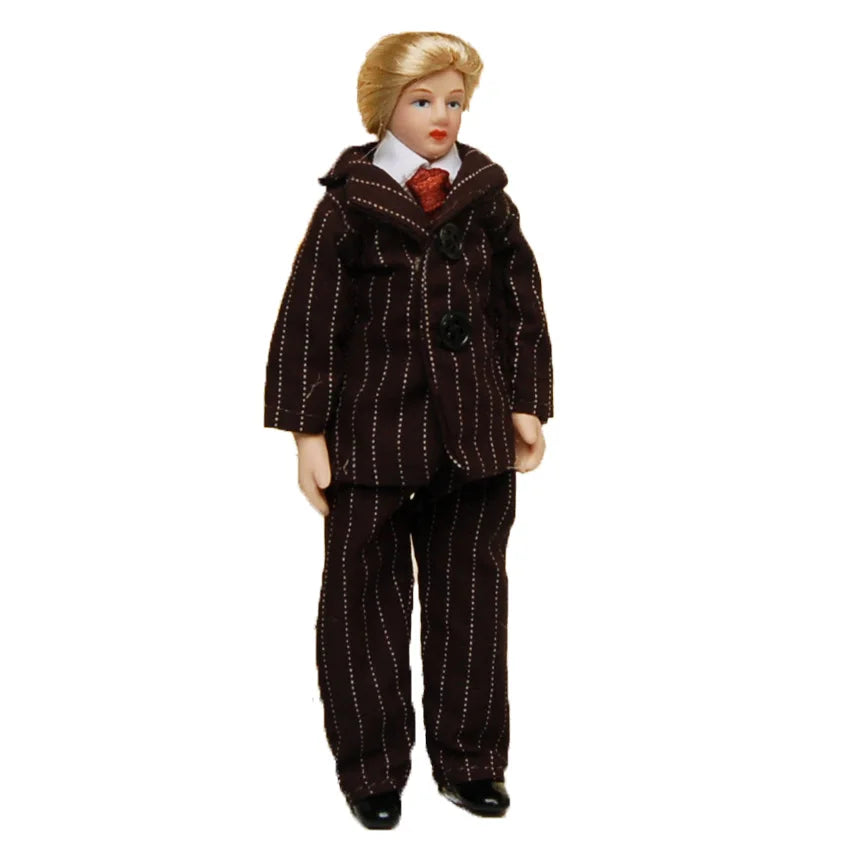 1:12 Scale Miniature Doll Young Man With Stand For Dollhouse Accessories Small Toys For Girls Boys