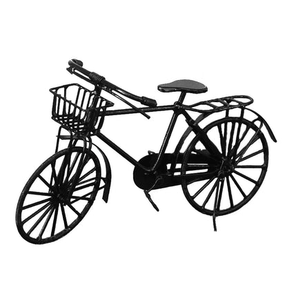 1:12 Scale Miniature Black Metal Bicycle Old Style Model For Dollhouse Garden Courtyard Decor