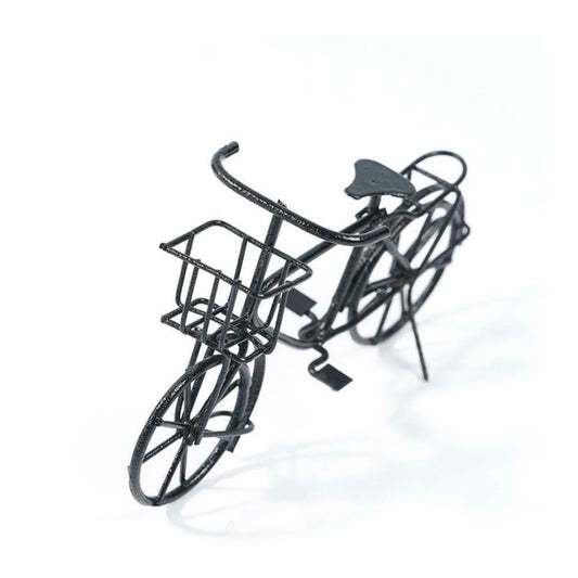 1:12 Scale Miniature Black Metal Bicycle Old Style Model For Dollhouse Garden Courtyard Decor