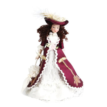 1:12 Scale Miniature Doll With Stand Purple Dress Lady Dollhouse Accessory Toy For Girls