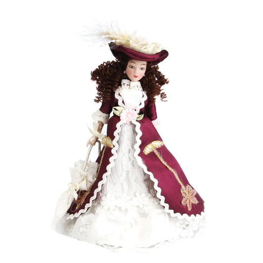 1:12 Scale Miniature Doll With Stand Purple Dress Lady Dollhouse Accessory Toy For Girls