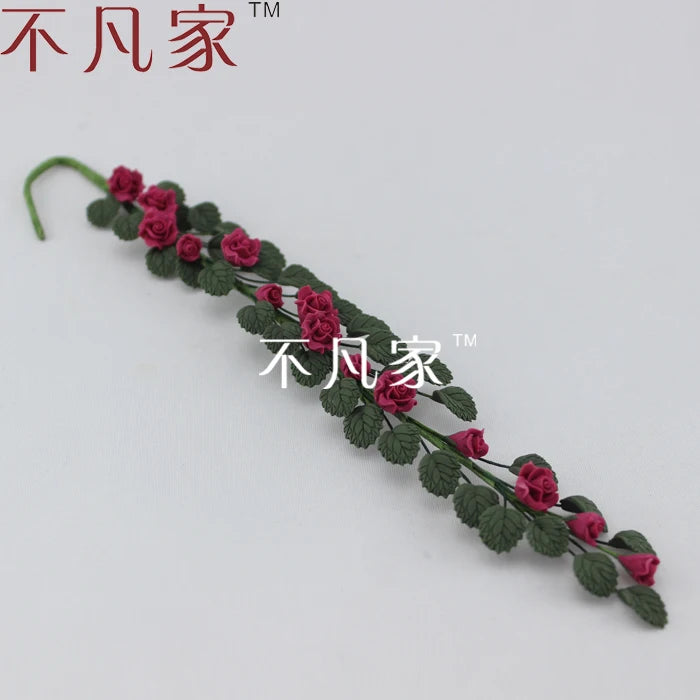 1:12 Scale Miniature Rose Vine for Dollhouse Decoration - Realistic Floral Accent for Miniature Scenes
