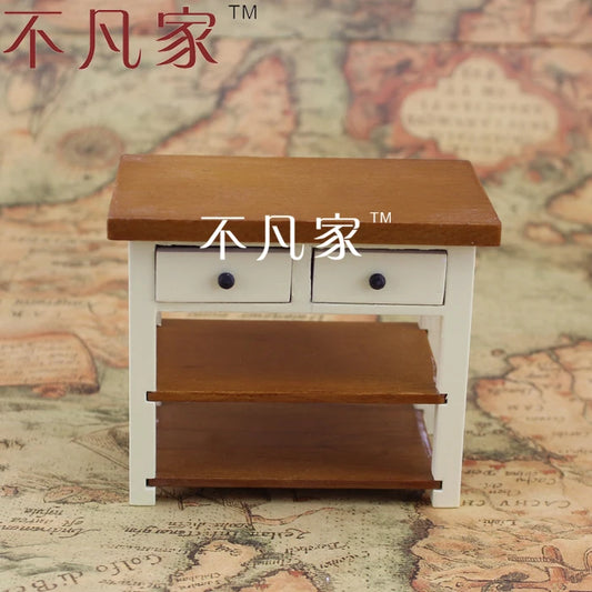 Mesa de madera en miniatura a escala 1:12, mueble artesanal para casa de muñecas, decoración para sala de estar