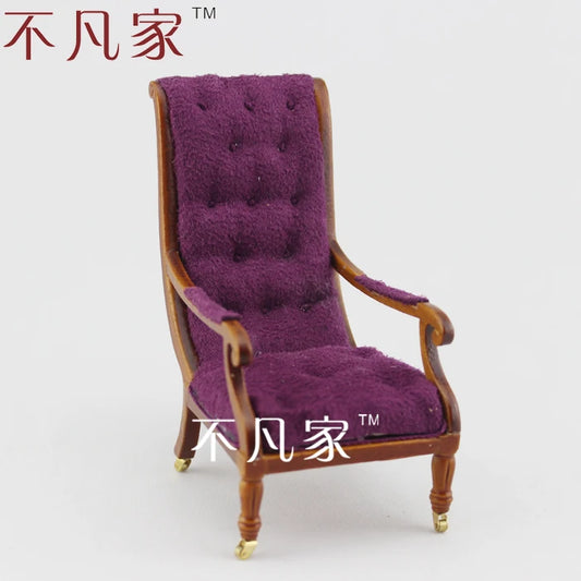 Sillón de madera para casa de muñecas en miniatura a escala 1:12