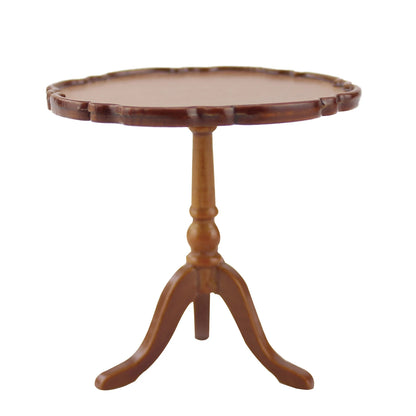 Table ronde en noyer faite à la main pour maison de poupée miniature à l'échelle 1:12