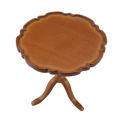 Table ronde en noyer faite à la main pour maison de poupée miniature à l'échelle 1:12