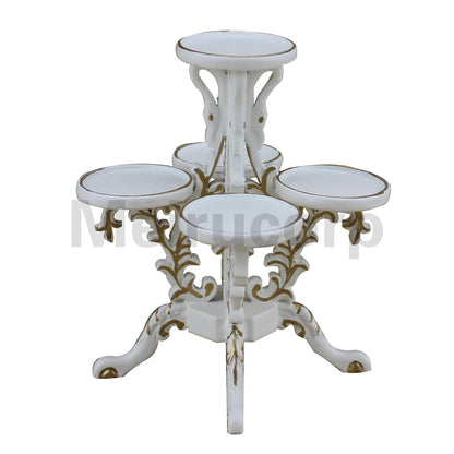 Muebles para casa de muñecas en miniatura a escala 1:12, hechos a mano, con soporte para flores clásico de polígono blanco.