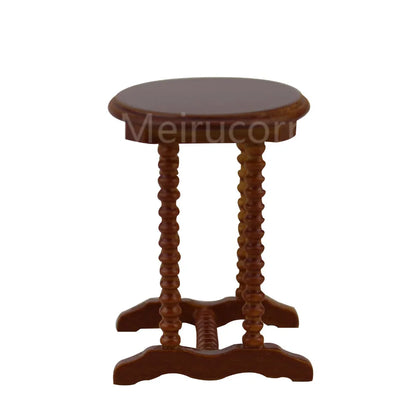 Muebles en miniatura para casa de muñecas a escala 1:12, mesa pequeña con balcón de madera de alta calidad