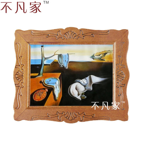Pintura al óleo en miniatura a escala 1:12 "La Persistencia de la Memoria" para decorar casas de muñecas.