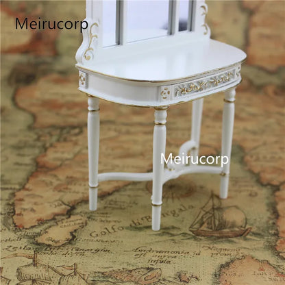 Muebles de porche para casa de muñecas en miniatura, dorados y blancos, a escala 1:12