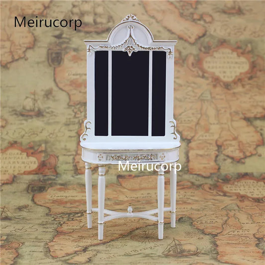Muebles de porche para casa de muñecas en miniatura, dorados y blancos, a escala 1:12