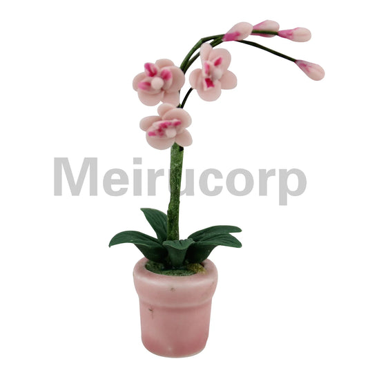 Orchidée papillon rose miniature faite à la main à l'échelle 1:12 pour décoration florale de maison de poupée