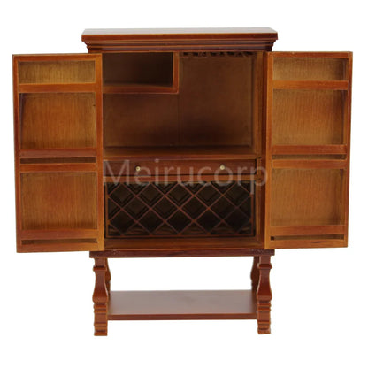 Vitrina de madera para vinos hecha a mano a escala 1:12 para muebles en miniatura de casa de muñecas