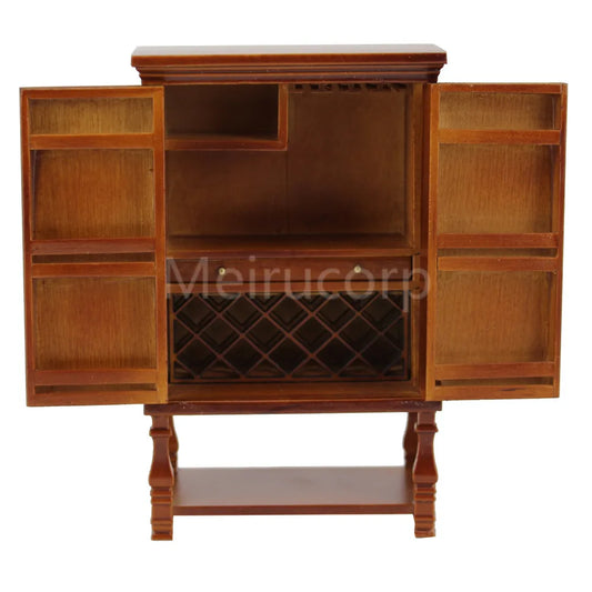 Vitrina de madera para vinos hecha a mano a escala 1:12 para muebles en miniatura de casa de muñecas