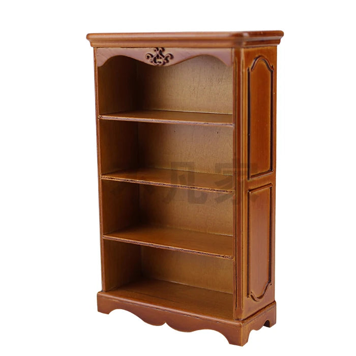 Estantería de madera para casa de muñecas en miniatura a escala 1:12 - Accesorio de mobiliario para casa de muñecas hecho a mano