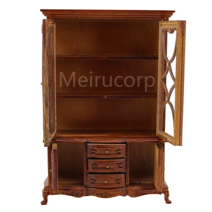 Mueble de madera para casa de muñecas en miniatura a escala 1:12 con puertas dobles - Modelo de mueble tallado a mano