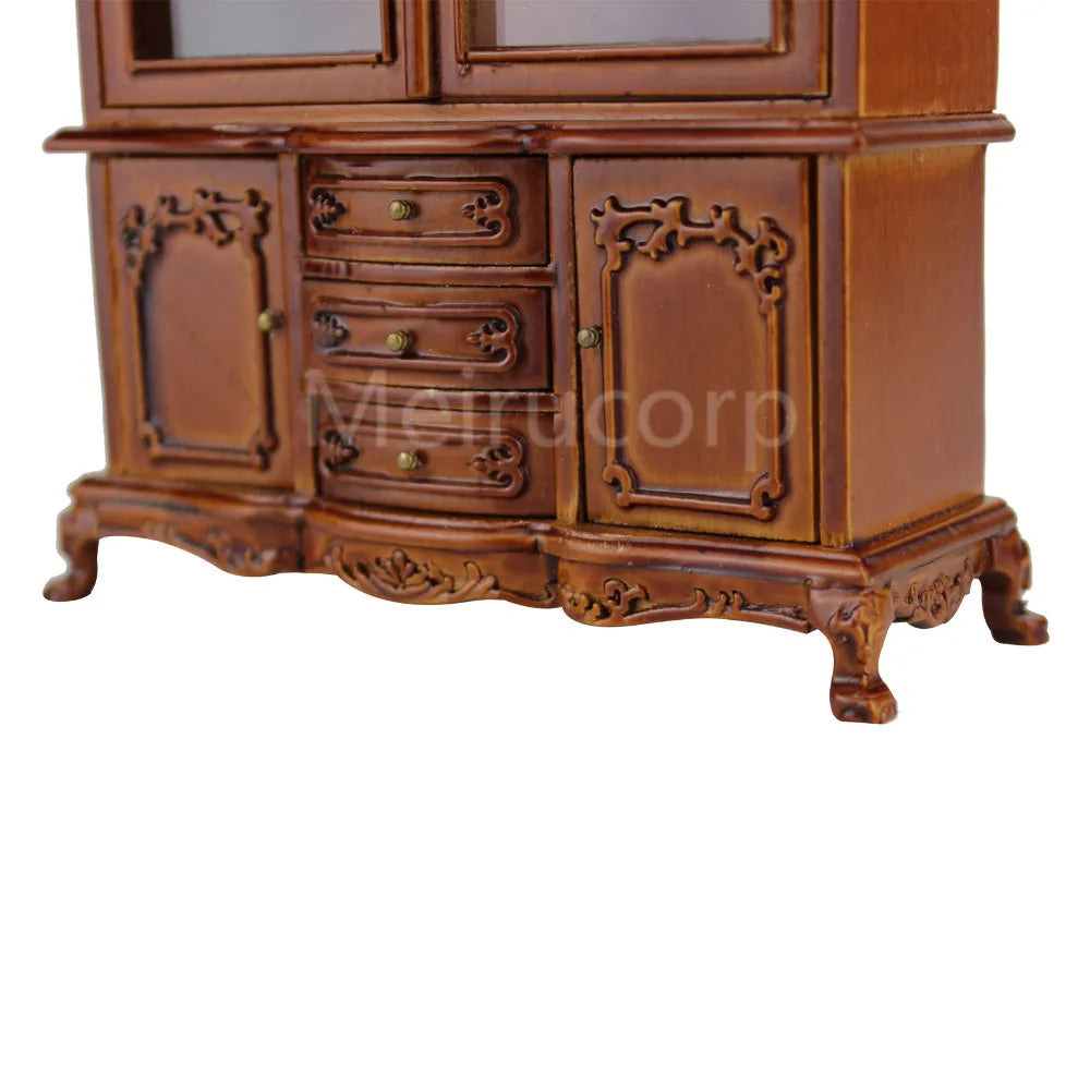 Mueble de madera para casa de muñecas en miniatura a escala 1:12 con puertas dobles - Modelo de mueble tallado a mano