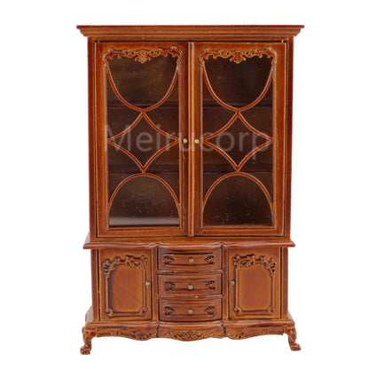 Mueble de madera para casa de muñecas en miniatura a escala 1:12 con puertas dobles - Modelo de mueble tallado a mano
