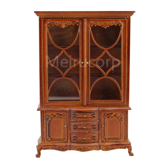 Mueble de madera para casa de muñecas en miniatura a escala 1:12 con puertas dobles - Modelo de mueble tallado a mano