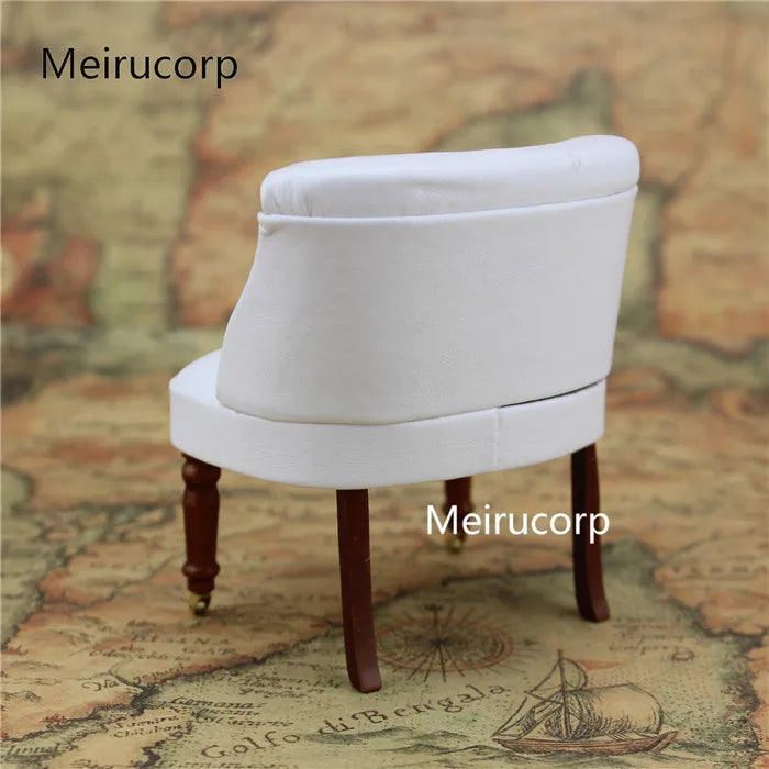 Muebles de silla elegantes blancos en miniatura para casa de muñecas a escala 1:12