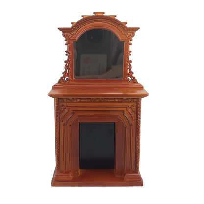 Chimenea de casa de muñecas en miniatura hecha a mano a escala 1:12 con espejo para muñecas