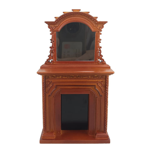 Chimenea de casa de muñecas en miniatura hecha a mano a escala 1:12 con espejo para muñecas