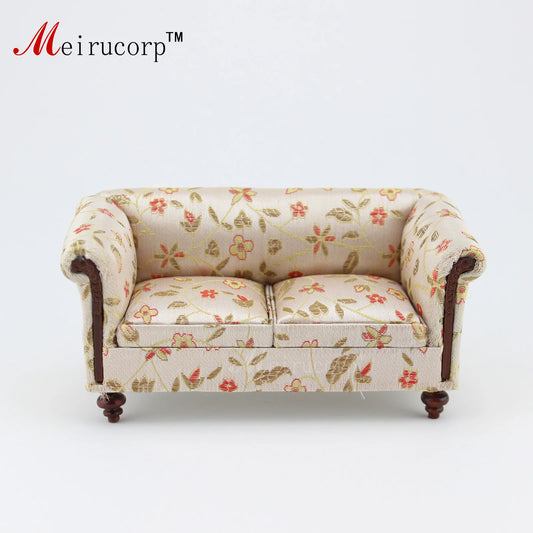 Muebles de sala de estar para casa de muñecas en miniatura a escala 1:12, sofá exquisito