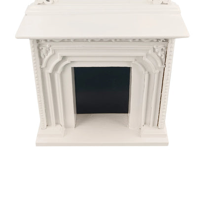 Maison de poupée miniature à l'échelle 1:12, cheminée blanche ornée avec meubles en miroir